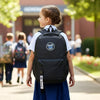 Solid Black Ted Glasses Badge School Backpack