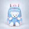 Blue & White Teddy Tiny Toddlers Backpack with Removable Soft Toy for nursery and Playgroup