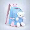 Blue & White Teddy Tiny Toddlers Backpack with Removable Soft Toy for nursery and Playgroup