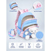 Blue & White Teddy Tiny Toddlers Backpack with Removable Soft Toy for nursery and Playgroup