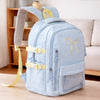Pastel Blue Bow Multi-Pocket School Backpack