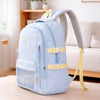 Pastel Blue Bow Multi-Pocket School Backpack