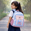 Blue, Pink & Purple Color-Block with Character Pouch School Backpack