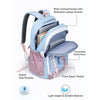 Blue, Pink & Purple Color-Block with Character Pouch School Backpack