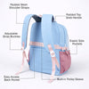 Blue, Pink & Purple Color-Block with Character Pouch School Backpack
