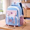 Blue, Pink & Purple Color-Block with Character Pouch School Backpack
