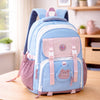 Blue, Pink & Purple Color-Block with Character Pouch School Backpack