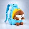 Blue & Yellow Squirrel Tiny Toddlers Backpack with Removable Soft Toy for nursery and Playgroup
