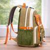 Orange, Brown & Green Color-Block with Character Pouch School Backpack