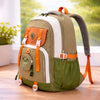 Orange, Brown & Green Color-Block with Character Pouch School Backpack