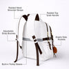 White Colorful Dots Doggy Print Backpack with Detachable Plush Dog Keychain