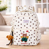 Cream Polka Dot Honey Bear Print School Backpack with Detachable Plush Dog Keychain