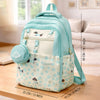 Mint Dog Print 2 Pcs Combo Set - Matching Backpack & Tote Bag with Detachable Pouch