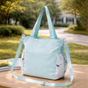 Mint Dog Print 2 Pcs Combo Set - Matching Backpack & Tote Bag with Detachable Pouch