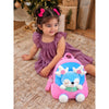 Pink & Blue Reindeer Tiny Toddlers Backpack with Removable Soft Toy for nursery and Playgroup