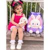 Purple & Pink Bunny Tiny Toddlers Backpack with Removable Soft Toy for nursery and Playgroup