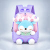 Purple & Pink Reindeer Tiny Toddlers Backpack with Removable Soft Toy for nursery and Playgroup