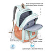 Teal, Orange & Brown Color-Block with Character Pouch School Backpack