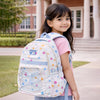 White Multicolor Star Print with Front Bungee Pocket Backpack with Detachable Plush Star Keychain & Star Pins
