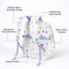 White Multicolor Star Print with Front Bungee Pocket Backpack with Detachable Plush Star Keychain & Star Pins