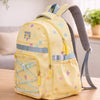 Pastel Yellow Star Print with Front Bungee Pocket School Backpack with Detachable Plush Star Keychain & Star Pins