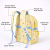 Pastel Yellow Star Print with Front Bungee Pocket School Backpack with Detachable Plush Star Keychain & Star Pins