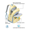 Pastel Yellow Star Print with Front Bungee Pocket School Backpack with Detachable Plush Star Keychain & Star Pins
