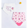 2Pcs Set Of Floral Print Premium Adjustable Snap Button Closure & Silicone Teether Flap Bibs