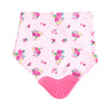 2Pcs Set Of Floral Print Premium Adjustable Snap Button Closure & Silicone Teether Flap Bibs