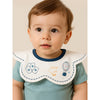 3Pcs Set , Ted Duck Print Premium Adjustable Button Closure & Wide Shoulder Size Bibs
