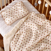 Brown Hearts 2Pcs Super Soft Breathable Pure Muslin Cotton Blanket & Pillow Set