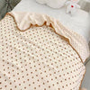 Brown Hearts 2Pcs Super Soft Breathable Pure Muslin Cotton Blanket & Pillow Set