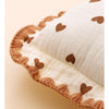 Brown Hearts 2Pcs Super Soft Breathable Pure Muslin Cotton Blanket & Pillow Set