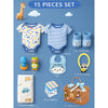 15 Pcs Blue Blessed Home Cane Basket Newborn Gift Box