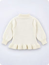 Cream Daisy Knitted Peplum Winter Cardigan Sweater for Girls
