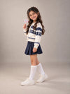Cream & Navy Blue Nordic Pattern Winter Cardigan Sweater for Kids