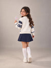 Cream & Navy Blue Nordic Pattern Winter Cardigan Sweater for Kids