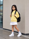 Yellow Bow & Pom-Pom Knitted Winter Cardigan Sweater for Girls