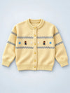 Pastel Yellow Floral Knitted Winter Cardigan Sweater for Kids