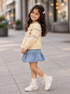Pastel Yellow Floral Knitted Winter Cardigan Sweater for Kids