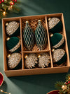 10 pcs Emerlad Velvet & Gold Crystals Christmas Tree Big size Ornaments, Decoration Balls Set