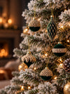 10 pcs Emerlad Velvet & Gold Crystals Christmas Tree Big size Ornaments, Decoration Balls Set