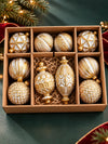 10 pcs Ivory & Gold Self Print Big Size Christmas Tree Ornaments big size Decoration Luxe Balls Set