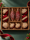 10 pcs Wine Velvet & Gold Crystals Christmas Tree Big Size Ornaments, Decoration Balls Set