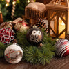 16 Pcs Maroon & Brown Woodland Owl Themed Christmas Balls Tree Hanging