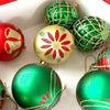 16Pcs Red Green Gold Print Christmas Tree Ornaments