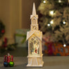 Single Tower Church With Holy Family Decor With Musical Glitter Water, Rotation & Light