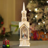 Single Tower Church With Holy Family Decor With Musical Glitter Water, Rotation & Light