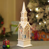 Single Tower Church With Holy Family Decor With Musical Glitter Water, Rotation & Light