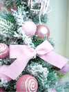 2 Ft. Pastel Pink Swirl Snowy Bushy Christmas Tree Filled With Balls And Ornament Fillers